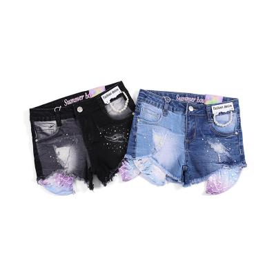 China Color Fade Proof Wholesalers Summer New Kids Jeans Shorts Trend Patchwork Denim Shorts Girls Kids Pants&Trousers for sale