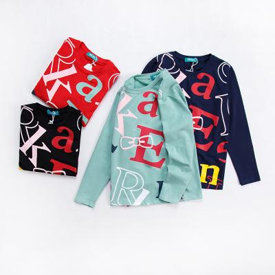 China Spring&Autumn Individual Style Trend Kids Boys Clothing OEM/ODM Cotton Fabric Long Sleeve Boy's T-shirts Anti-Shrink Clothes for sale