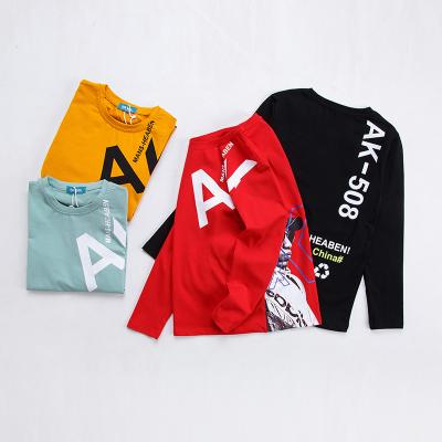 China Anti-Shrink Customize Kids Wears Designers Custom Designers Long Sleeve Tops Kids Tshirts Autumn Casual Cotton&Polyester Boys T-Shirts for sale