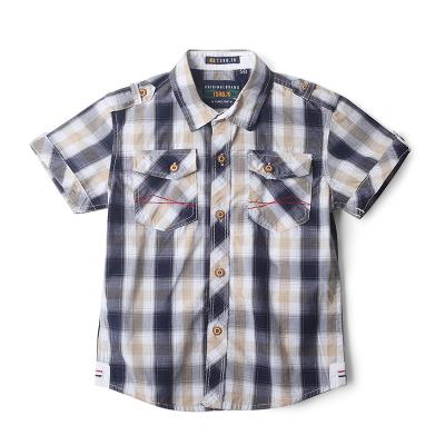 China New Anti-Shrink Summer Plaid Shirt Short Sleeve Customized Kids Apparel High End Youth Sleeve Shirt Boys T-shirts& Half Polo Shirts for sale