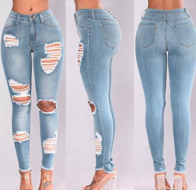 China 2022 New Fashion Women's Mid Waist Breathable Spandex Jeans Pants For Women Ripped And Skinny Jeans Woman for sale