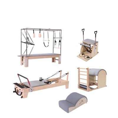 China Wooden Bodybuidling Home Gym Yoga Training Bed Five-Piece Oak Exercise Stretch Equipment Fitness Reformer Pilates Machine for sale