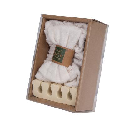 China Make Body Care Easier Promotional Customized Sponge Wooden Bath Sets Spa Shower Gift Set Exfoliating Glove for sale