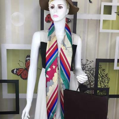 China Luxury Ladies Print Silk Scarf Gift For Women Valentine S Day Fashion Brand Luxury Stripe Wholesale Women Bag Summer Chiffon Pcs for sale