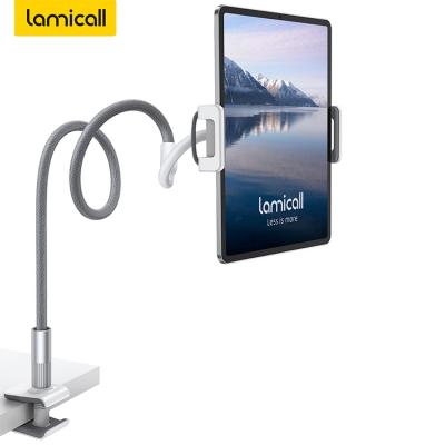 China Lamicall LS02 Adjustable Hands Freestanding Tablet Holder Flexible Arm Clip Tablet Mount Gooseneck Tablet Holder Bracket with Clamp for sale