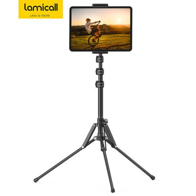 China 4.7-12.9 Inch Wireless Height Adjustable Tripod Tablet Floor Stand with 360 Rotating Phone Tripod Mount for Phone Video Record for sale