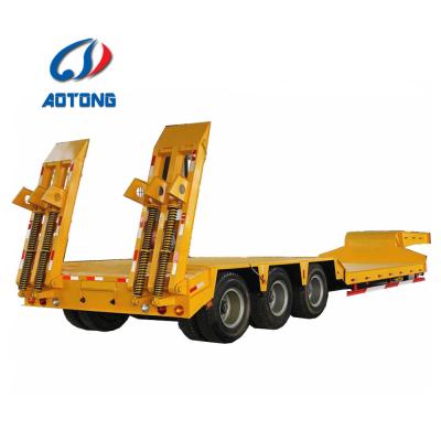 China Truck trailer 3 axles 80 ton lowbed semi trailer low loader lowboy trailer for heavy duty special transportation for sale