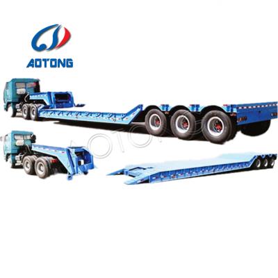 China Truck trailer 2/3/4 axles lowboy trailer front loading trailer 100 tons detachable gooseneck lowbed truck trailer for sale for sale