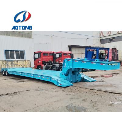 China Truck Trailer Factory Goose Neck 4 Axles 80T 3 Axles Hydraulic Detachable 60 Ton Low Bed Truck Semi Trailer/Lowboy Trailer/Drop Platform for sale