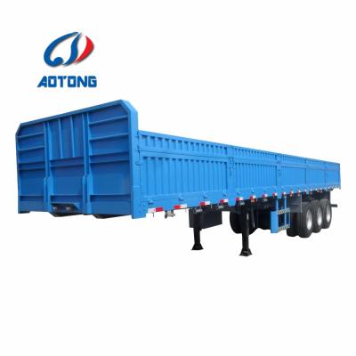 China Aotong Design Sidewall Bulk Cargo Truck Trailer And 20ft Container Tailgate Air Suspension Nigeria Sidewall Truck Trailer for sale