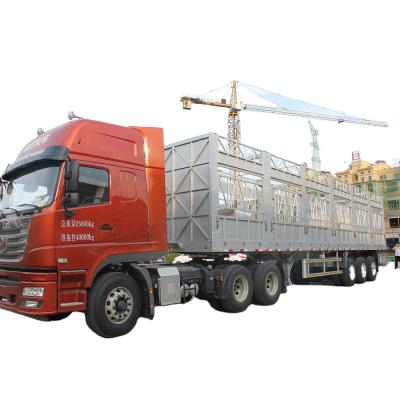 China Truck trailer AOTONG truck cargo transporter 3 axles dropsides barrier cargo semi trailer for sale for sale