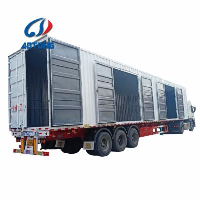 China Tri truck trailer axle 53 feet 40ft van trailer 4 axle dry 3 axle 40 ton crane wing van cargo truck semi trailer for sale for sale