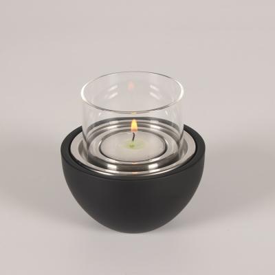 China Glass Cover Metal Round Candlestick Candle Holder Candle Holder Table Party Metal for sale