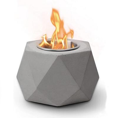 China Stocked Diamond Shape Table Fire Pit Bioethanol Outdoor Fireplace Lantern Cheap Concrete Table Fireplace for sale