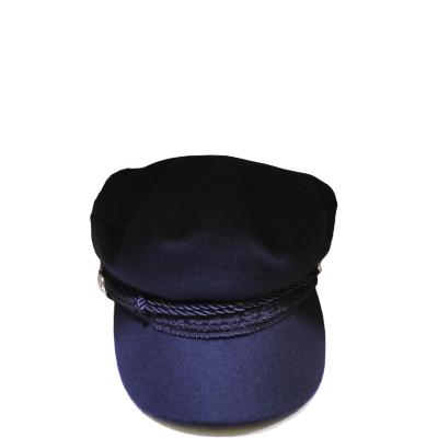 China Acrylic Plush Womens Autumn Winter Navy Blue Woolen Beret Bucket Hat With Custom Label for sale