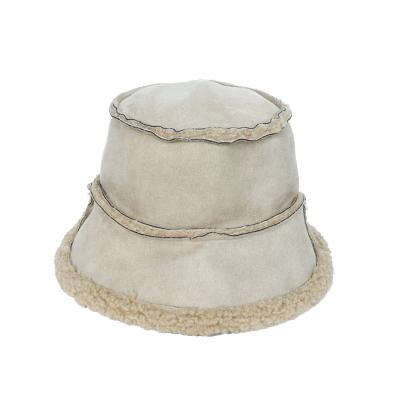 China Fashion Women Fur Bucket Hat Felt Hat Knitted Winter Hat With Double Faced Fabric for sale