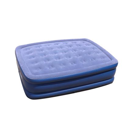 China PVC 30 Silk 203*152*44cm Foldable Flocking Double Air Mattress Inflatable Bed for sale