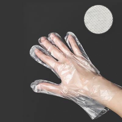 China Disposable plastic gloves PE LDPE HDPE CPE strip polythene clear plastic embossed or smooth PE food kitchen household disposable gloves for sale