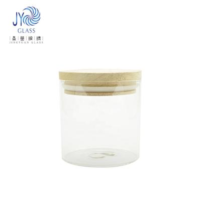 China Air Sustainable Sealed Tight Glass Jar With Bamboo Lid, Borosilicate Glass Heat Resistant Jars And Cans for sale