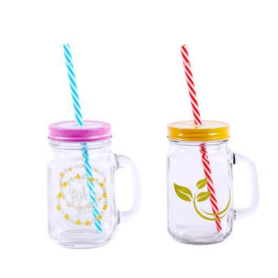 China Wholesale Personalized Minimalist Clear Mason Jar Bulk Decal Clear Mason Jar 500ml Glass Mason Jar With Straw And Lid for sale