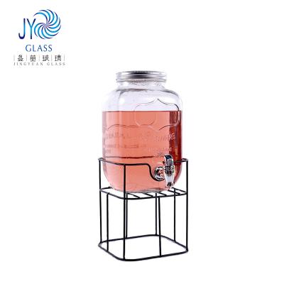 China Fashionable New Design 4L 5L 8L Clear Mason Jar Beverage Glass Beverage Dispenser With Glass Ice Water Dispenser for sale