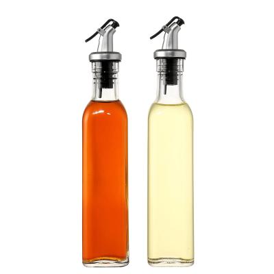 China Food 150 Square 250 500ml Clear Glass Olive Oil Bottle Vinegar Bottle For Condiment Serving Condiment Packing Cooking Oil Glass Bottle With Lid for sale