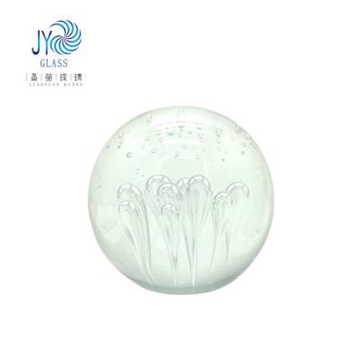 China China Customized Diameter 6-15cm Round Solid Glass Ball Decor Hand Blown Clear Glass Ornament Balls for sale