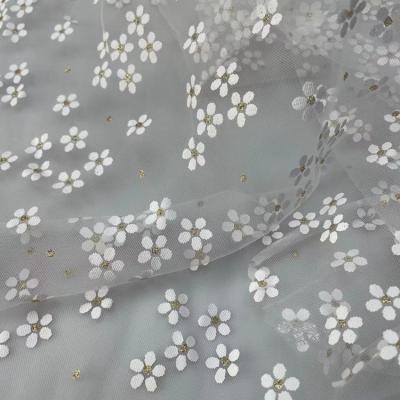 China Accept viable custom design Daisy Flower 100% Spandex Superfine Power Mesh Fabric Nylon Stretch Power Mesh Gauze Knitting Mesh Fabric for sale