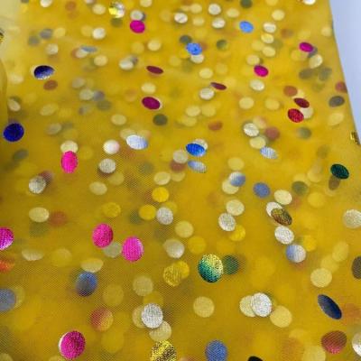 China Accept viable design custom design 100% polka dot nylon foil printed tulle fabric tulle mesh kids fabric for dress for sale