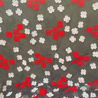 China 100%breathable polyester in stock 3d flower swiss voile lace with multi color embroiery fabric for dress for sale