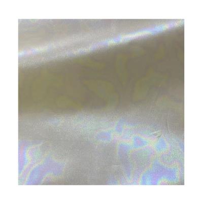 China Waterproof 100%polyester 210T taffeta PU coated raincoat all over foil holographic fabric for garment for sale