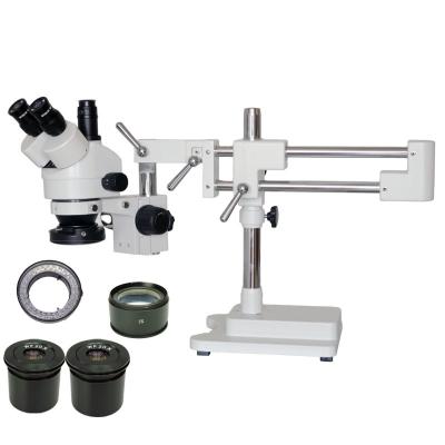 China Dual Boom Stand Stereo Zoom Industry Trinocular PCB Phoenix 7X-180X Trinocular Microscope Electron Microscopes for sale