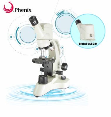 China Eductaion Phoenix Upgraded Lab Compoud Monocular Microscope 40X-640X With Chargeable USB Camera LED Digital Cool Light Source for sale