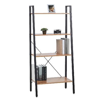 China Modern European Design Adjustable Height Standing Metal Racks Steel Shelf Table Wood Shelf for sale