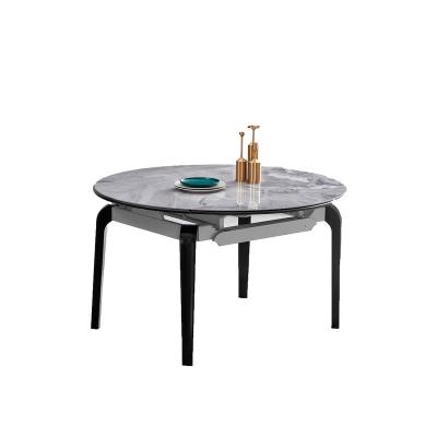 China Foldable Modern Round Dining Table with Chairs and Metal Legs for sale