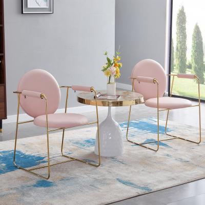 China Adjustable (Other) Dining Upholstered Chairs With Arms And Gold Metal Leg Maid Chair for sale