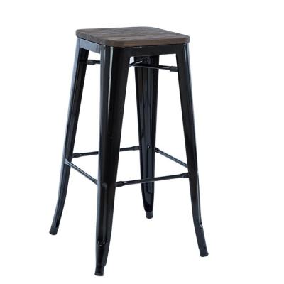 China Retro Iron Bar Stool Colorful Wood Seat Cheap Price Chairs Stools for sale