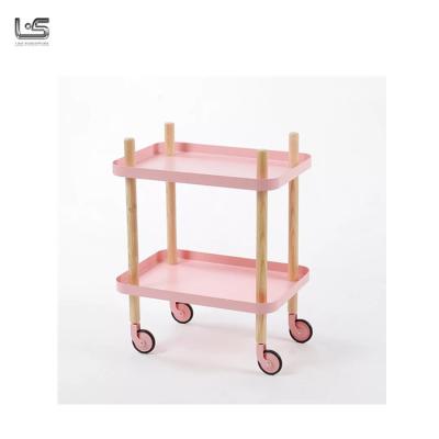 China Metal And Wooden Handle Cart Bamboo Collecting Food Tea Cart Food for sale