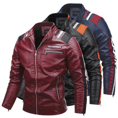 China Hot Selling Windproof Custom Plus Size Men's Jackets New Fashion Men's Black PU Leather Jacket for sale