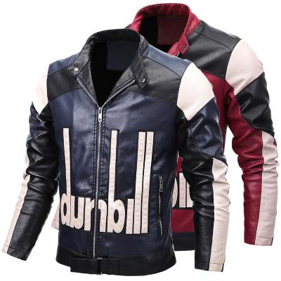 China Fashion Design PU Faux Labeling Leather Jacket Windproof For Men Slim Fit Leather Coat for sale