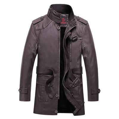 China Men's Long Coat Windproof Winter Casual Anorak Leather Jacket Windproof Parka Leather Jackets for sale