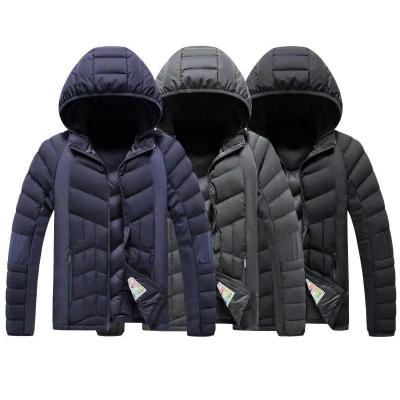 China Windproof Mens Velvet Thickened Cotton Coat Liner Splicing Hooded Jacket for sale