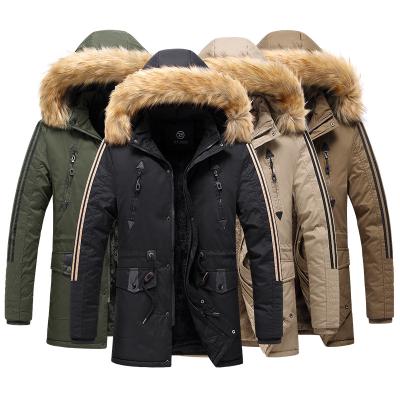 China Autumn And Winter Windproof Washed Mid Length Zipper Hooded Mens Cotton Clothes Shear Lined Parker Jacket Coat for sale