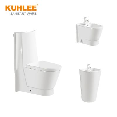 China Traditional Factory Ceramic WC Washroom One Piece Toilet Bowl Set With Sink Sanitary Ware Suite for sale