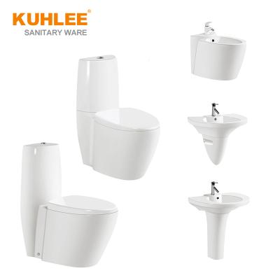 China Modern Popular Sanitary Ware Unique Design Bathroom Suites Series Toilet Sink Bidet Complete Sets for sale