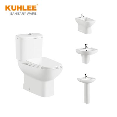 China Traditional Two-Piece Ceramic Sanitary Ware Toilet Seat Toilet Seat with Lavabo Lavabo Sink Rack Pedestal Set for sale