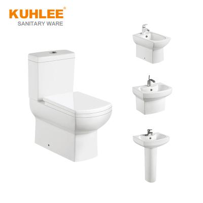 China Modern Popular Modern Bathroom Sanitary Ceramic Washdown Ware Two Piece Toilet Basin 4 Pieces Sets Suite for sale