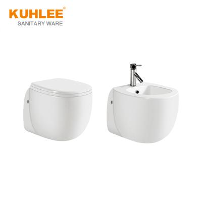 China Traditional Wall Hung Toilet And Wall Hung Basin Set Round Ceramic Bathroom Set Suite For Wholesaler for sale