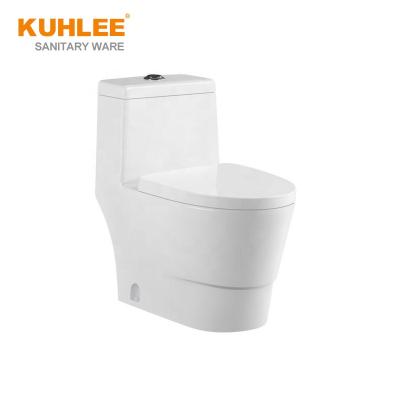 China Double-Flow Round Style Fashion Design Bathroom WC One Piece Washdown Toilet For Office Building for sale