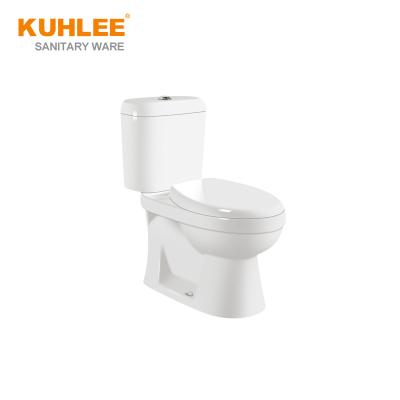 China Double-Flow Factory Price Bathroom Ceramic Toilet Bowl Two Pieces Wash Down Washroom Lavatory for sale